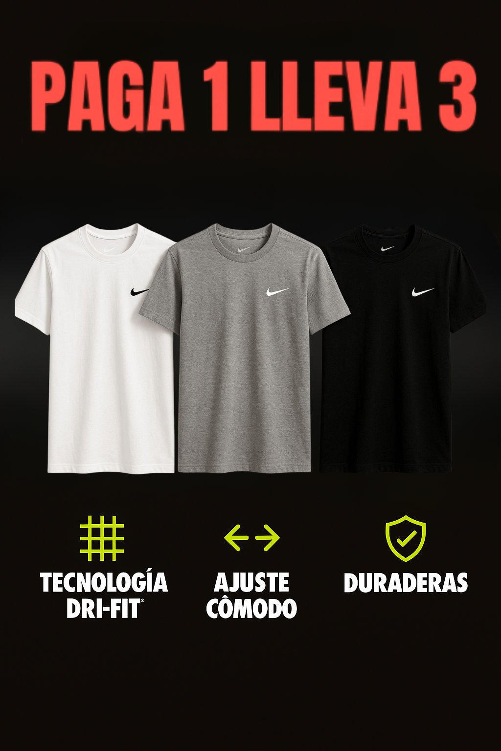 COMBO X3 CAMISETAS DEPORTIVAS